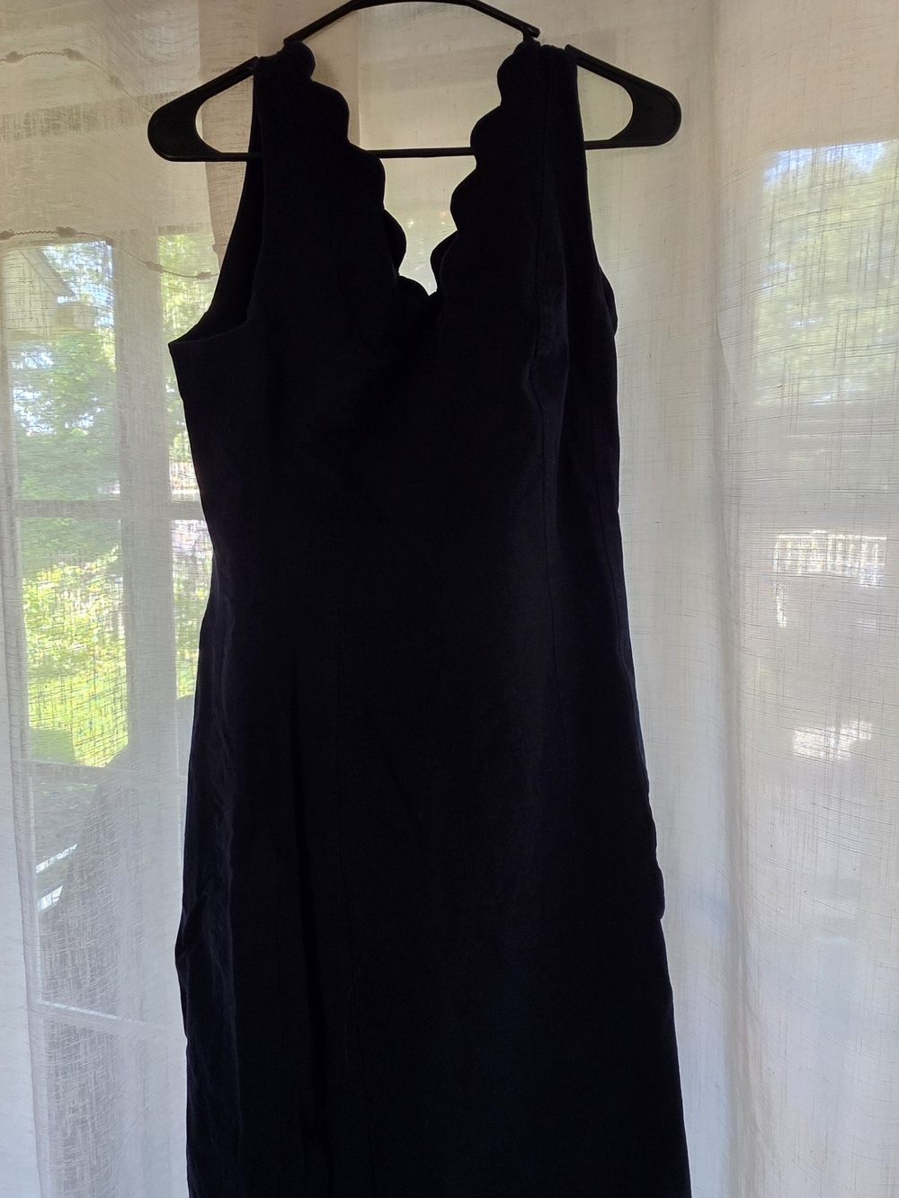 Banana Republic Navy Blue Scallop-Trim Midi Dress